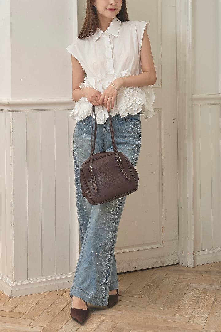 ボリュームフリルペプラムシャツ