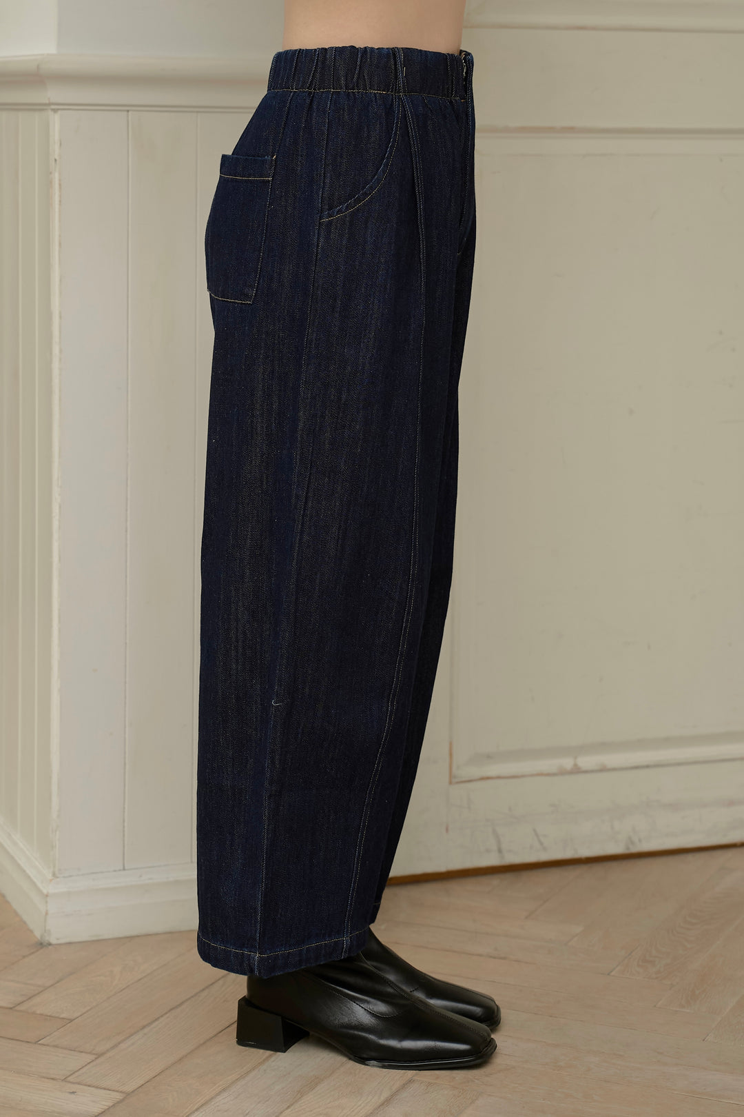 ステッチワイドデニムパンツ