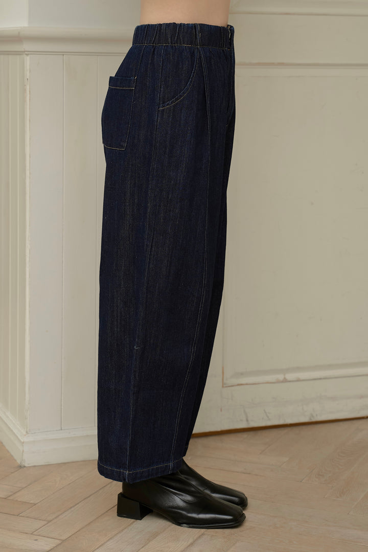 ステッチワイドデニムパンツ