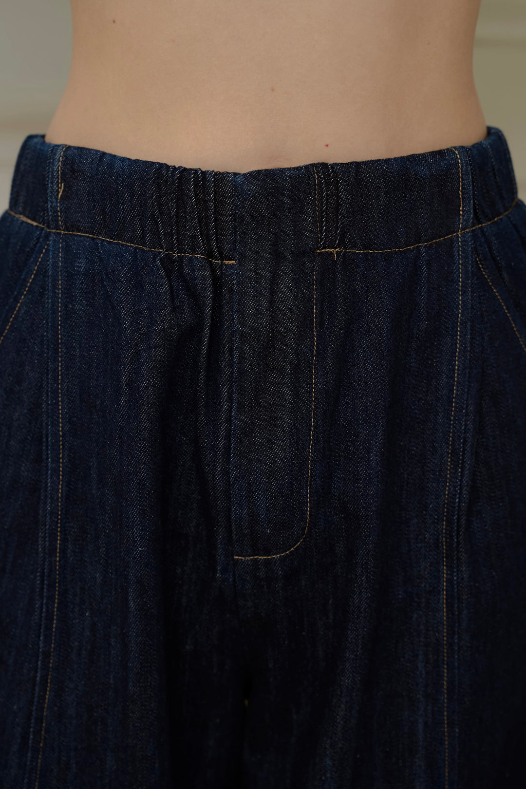ステッチワイドデニムパンツ