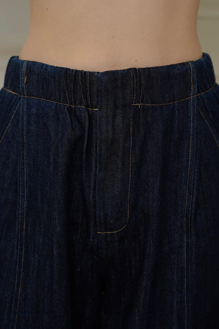ステッチワイドデニムパンツ