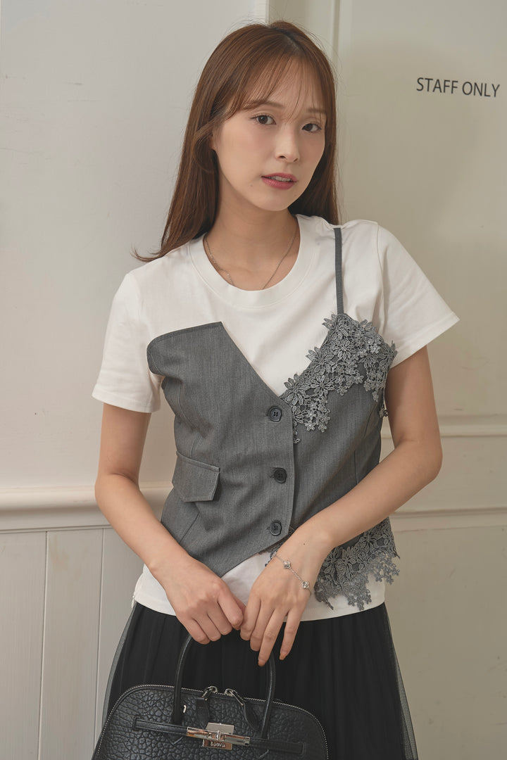 アシメビスチェドッキングTシャツ