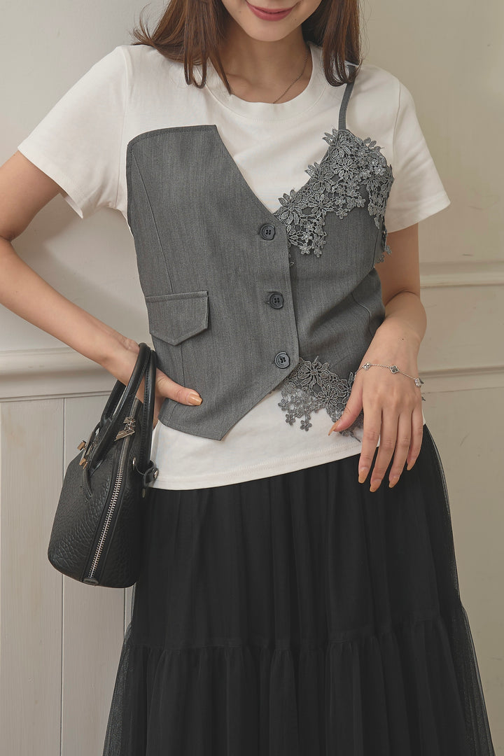 アシメビスチェドッキングTシャツ
