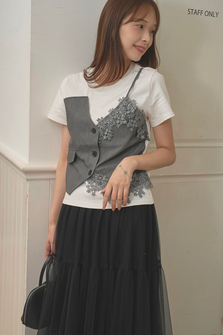 アシメビスチェドッキングTシャツ