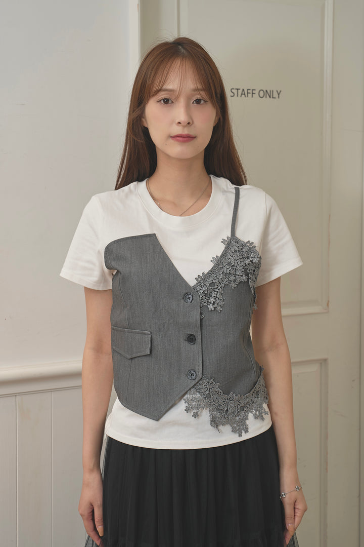 アシメビスチェドッキングTシャツ