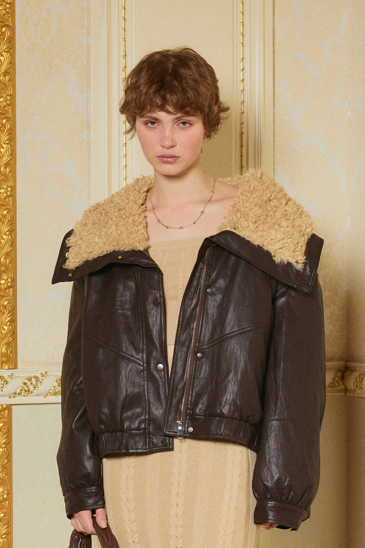ボアフェイクレザーブルゾン