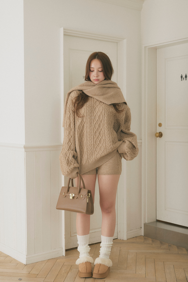 ケーブルニット3点セット