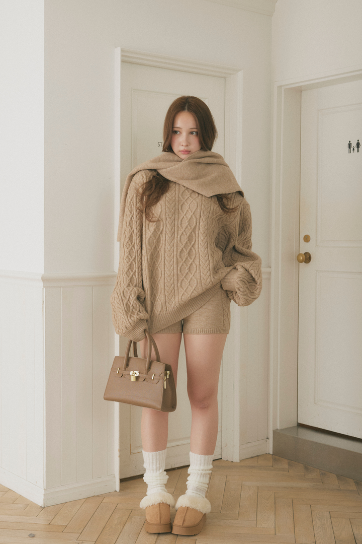 ケーブルニット3点セット