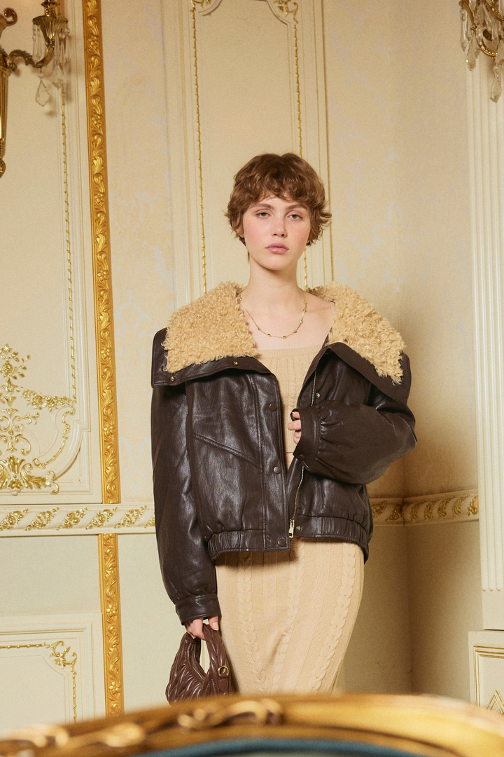 ボアフェイクレザーブルゾン