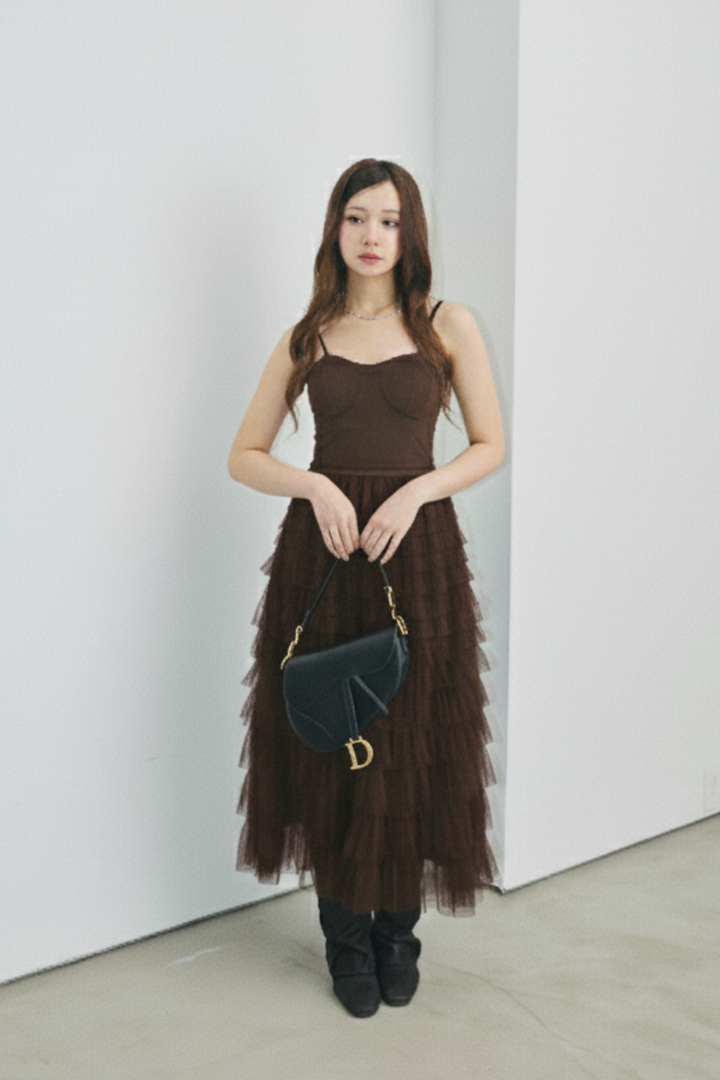 ボリュームフリルワンピース