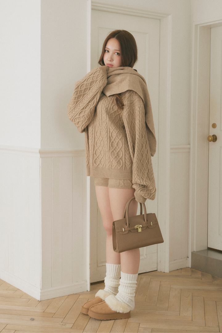 ケーブルニット3点セット