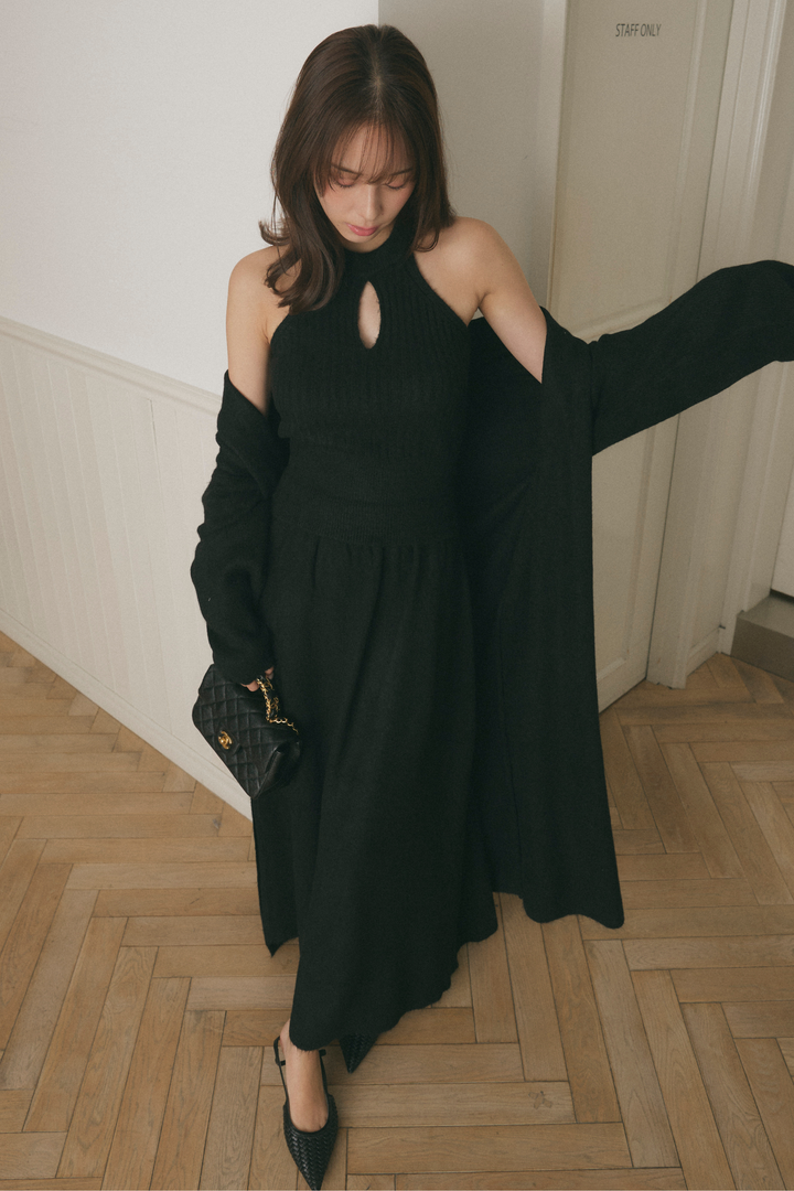 ホルターネックニットスカート3点セット