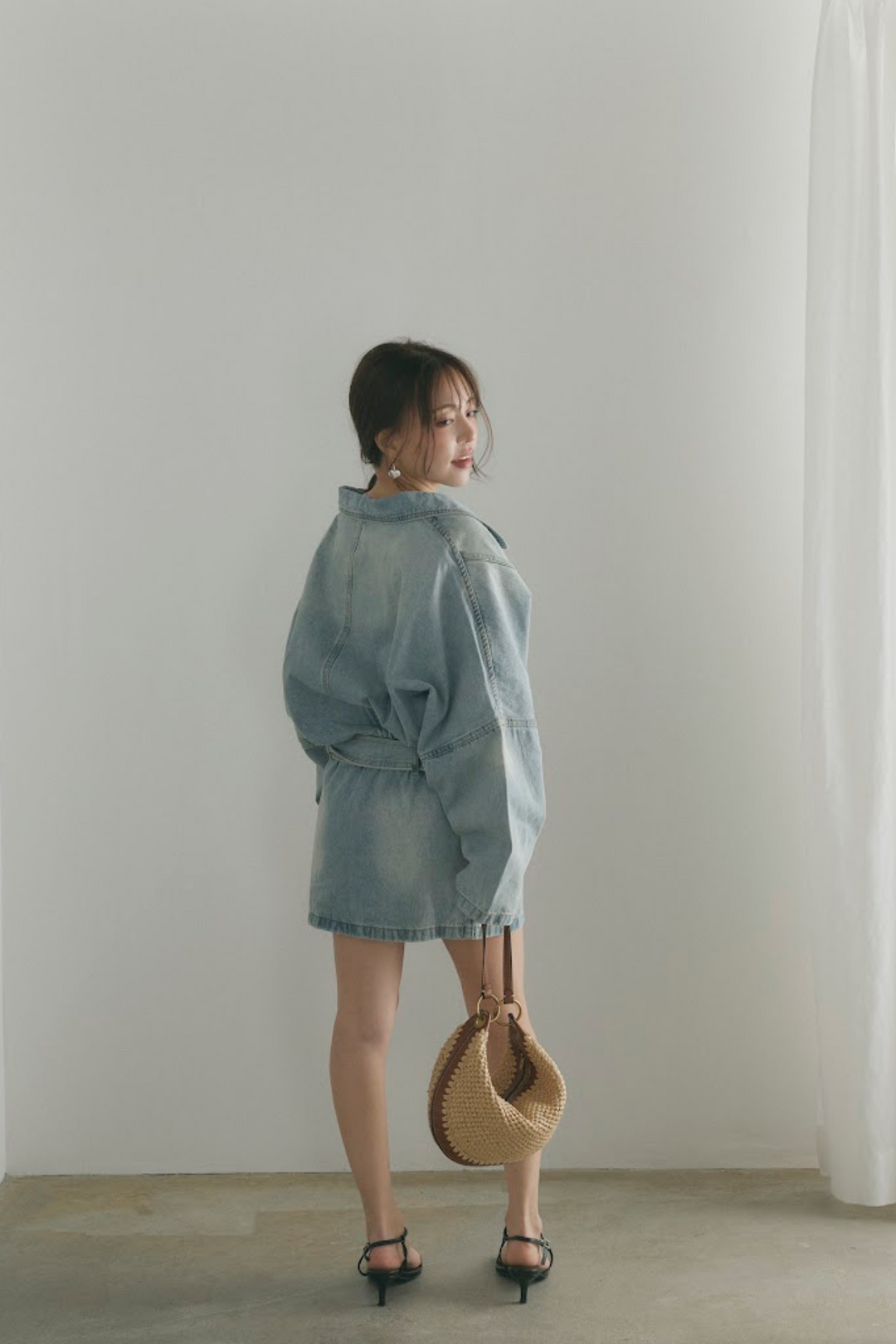 ウォッシュドデニムミニワンピース