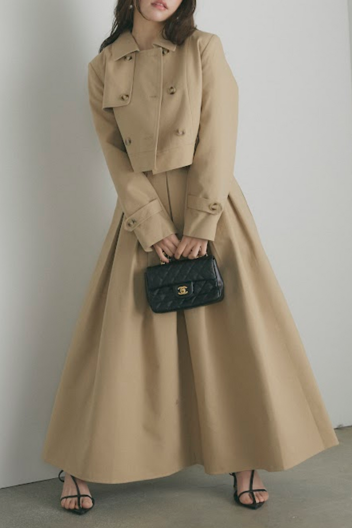 トレンチコート＆Vネックノースリーブワンピセットアップ