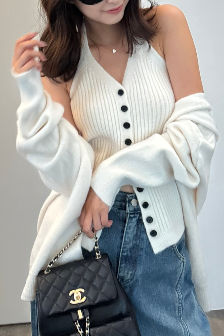 リブニットカーデセット