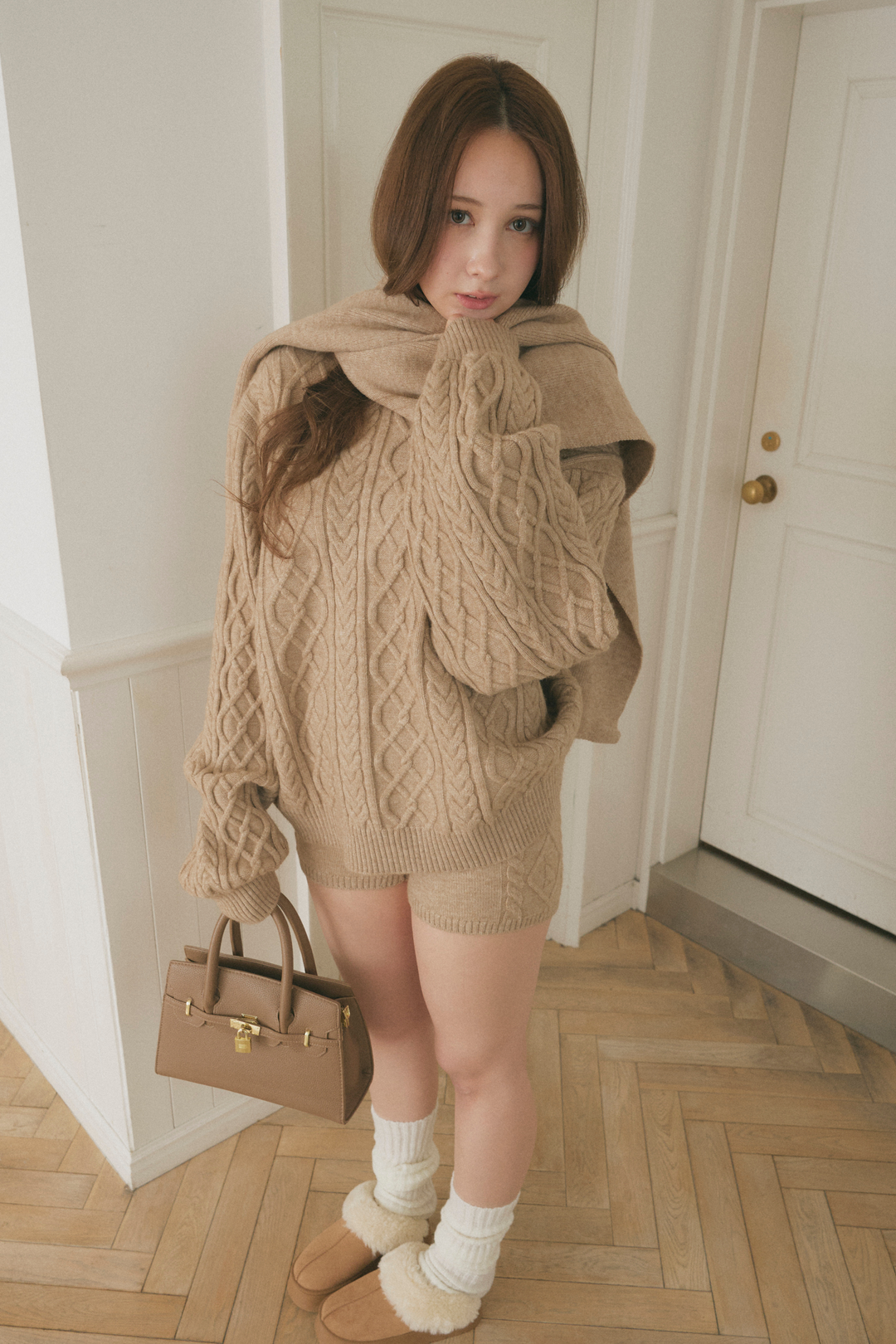 ケーブルニット3点セット