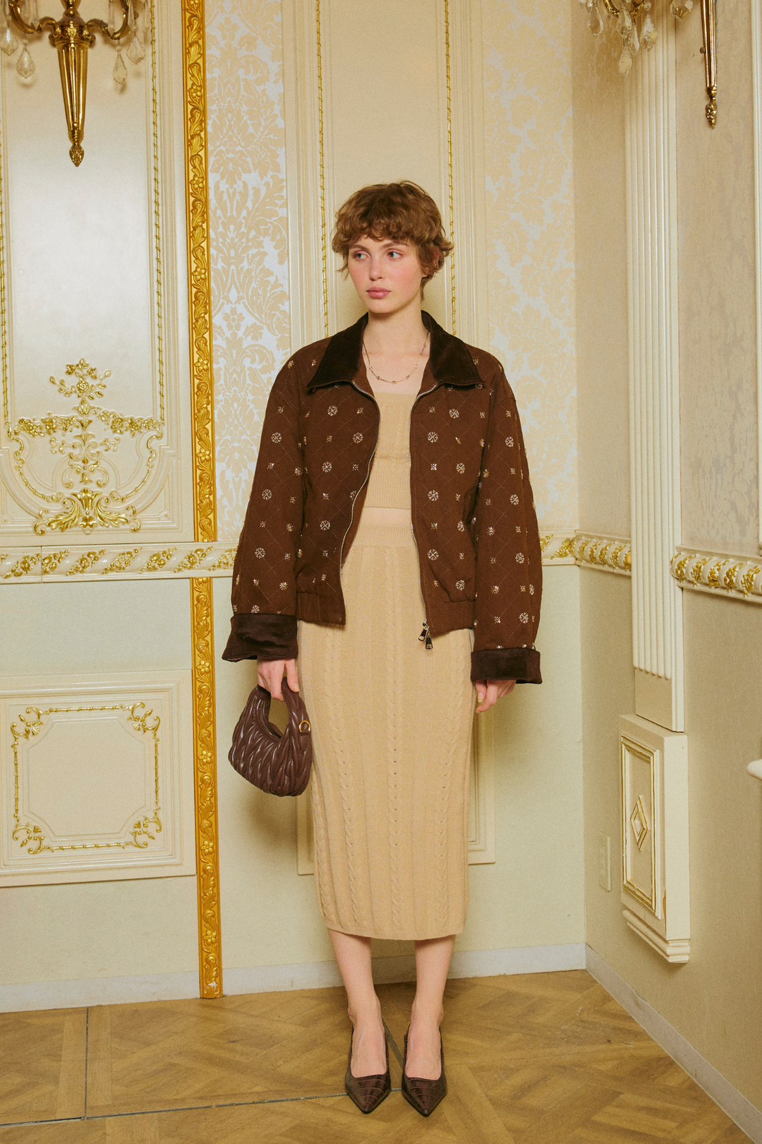 ケーブルニットキャミセットアップ