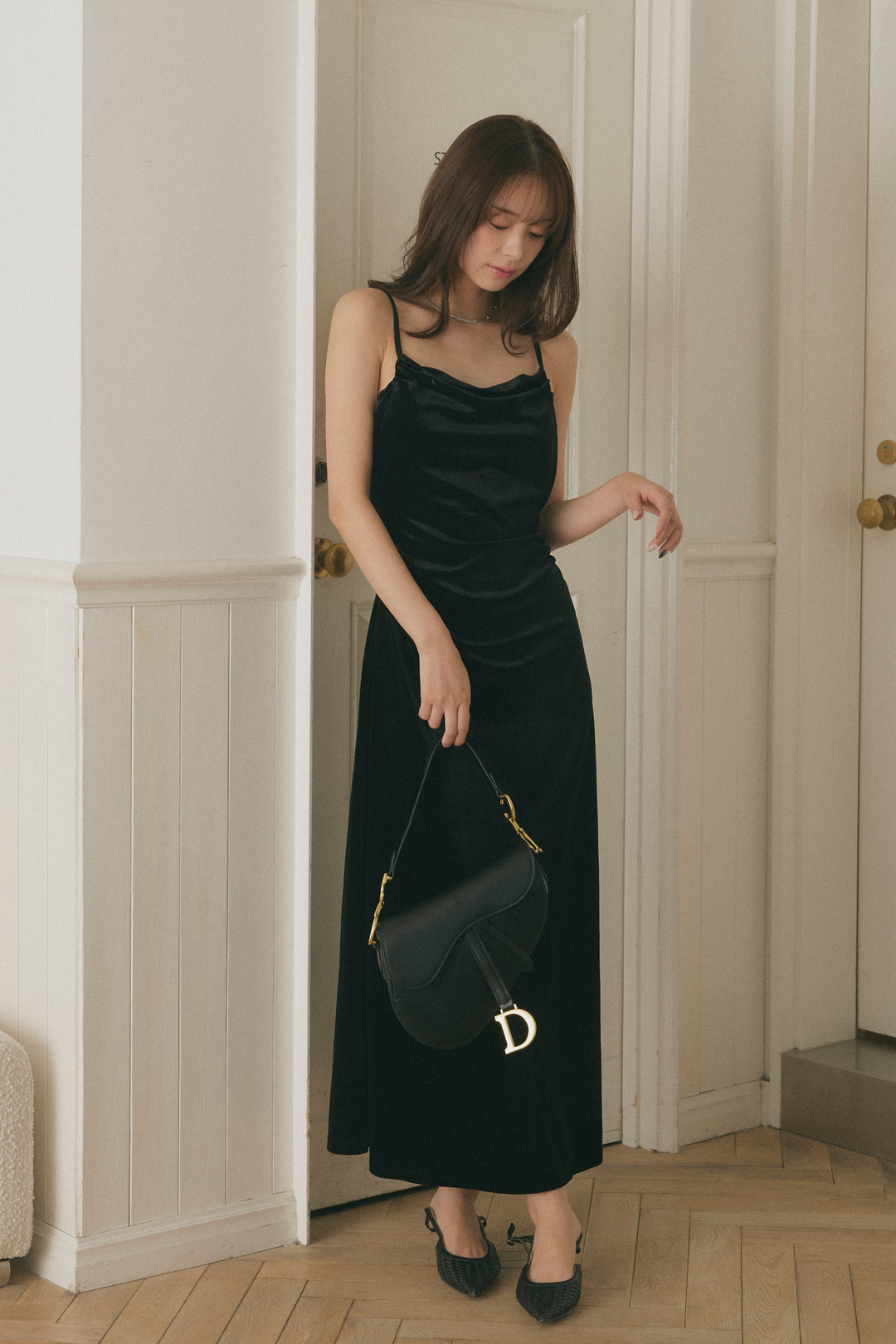 ベロアドレープワンピース