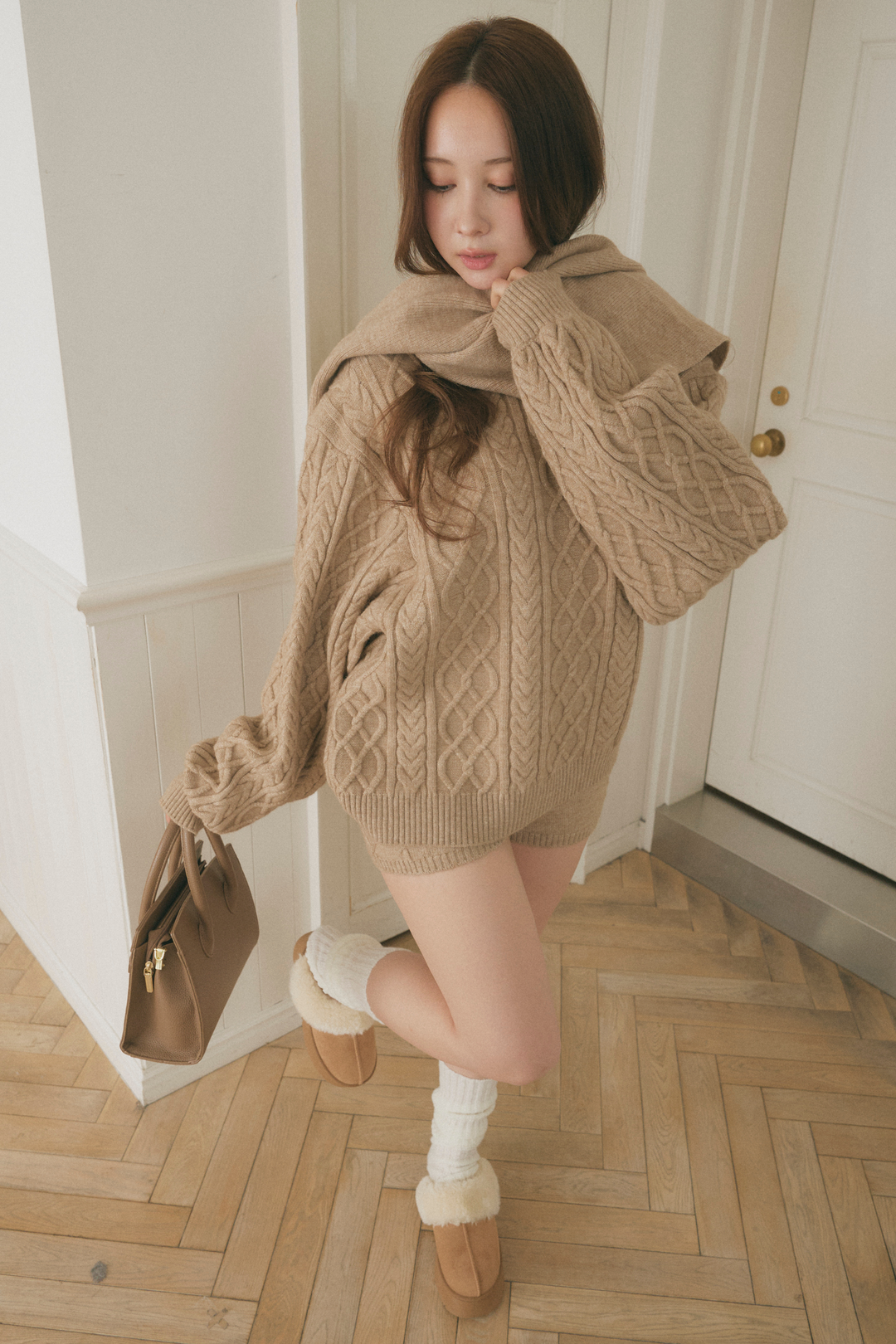 ケーブルニット3点セット