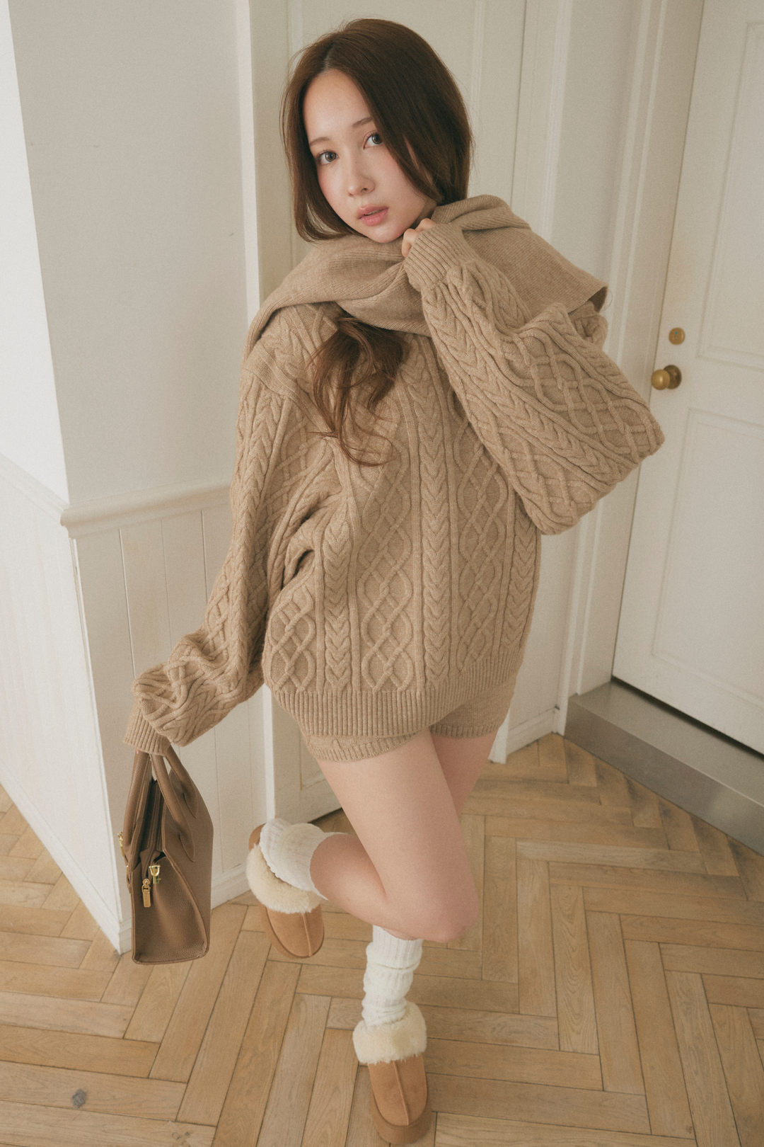 ケーブルニット3点セット