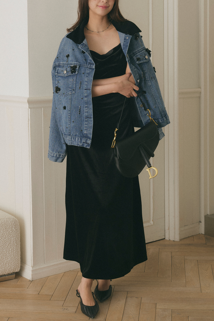 ベロアドレープワンピース