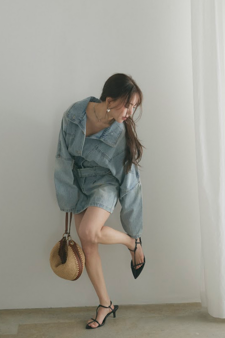 ウォッシュドデニムミニワンピース