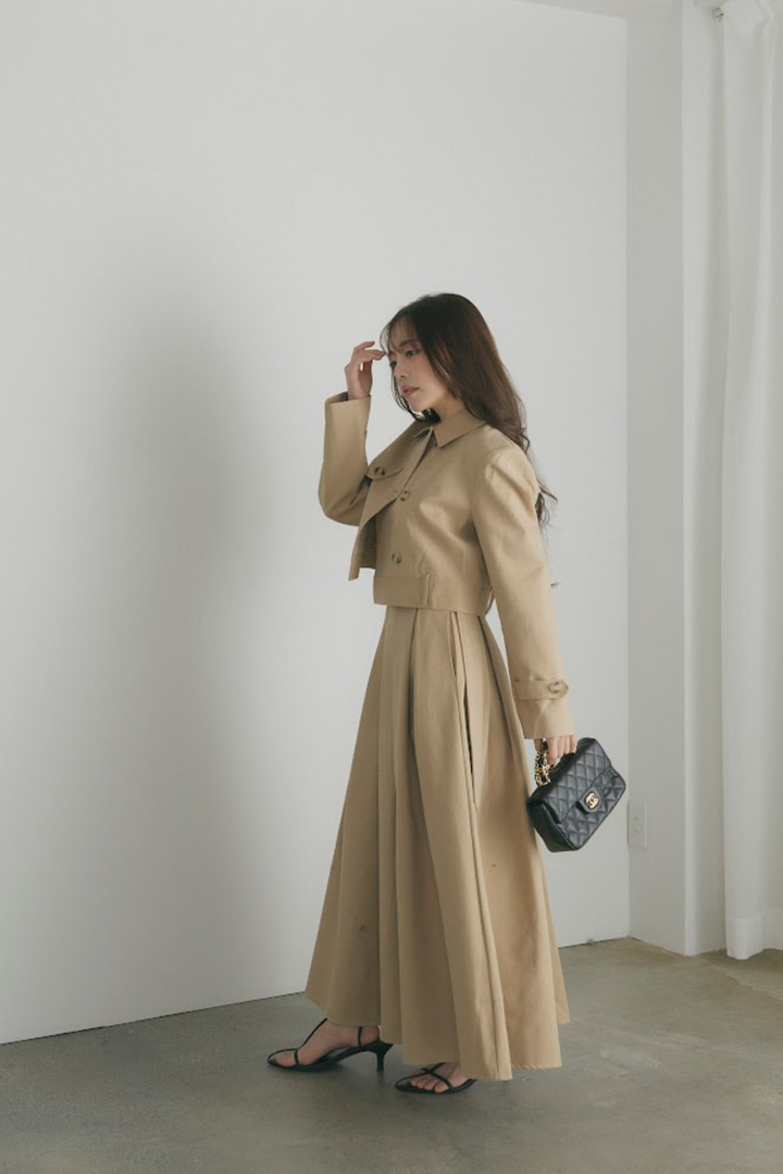 トレンチコート＆Vネックノースリーブワンピセットアップ