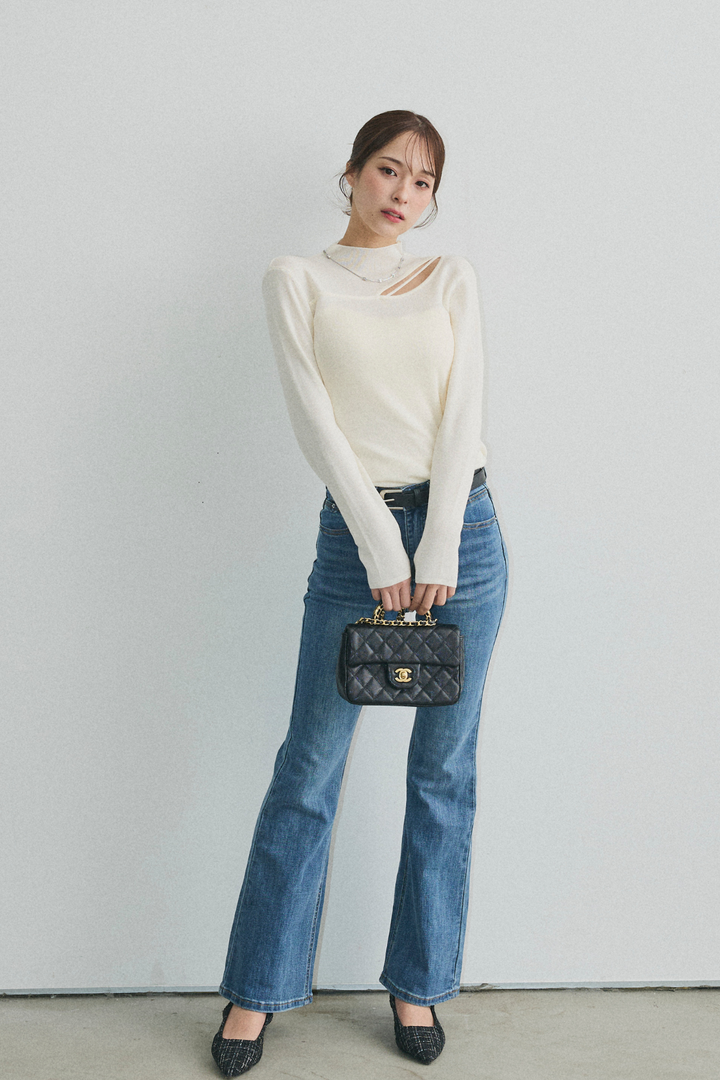 美脚ストレッチデニム（ベルト付き）