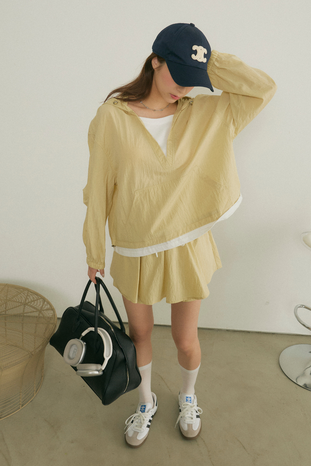 スポーティナイロンレイヤードパーカー