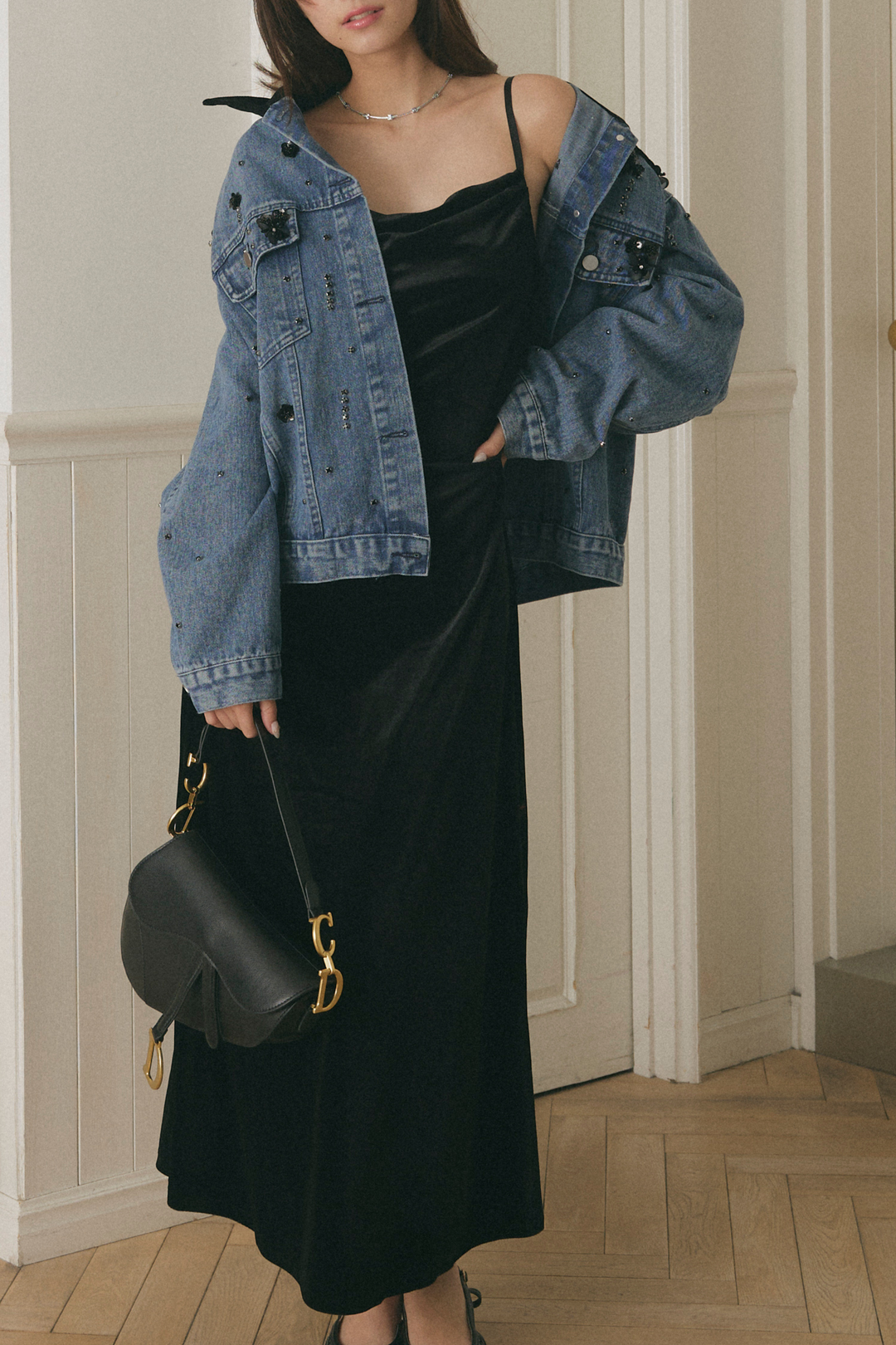 ベロアドレープワンピース