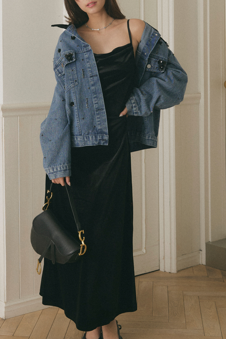 ベロアドレープワンピース