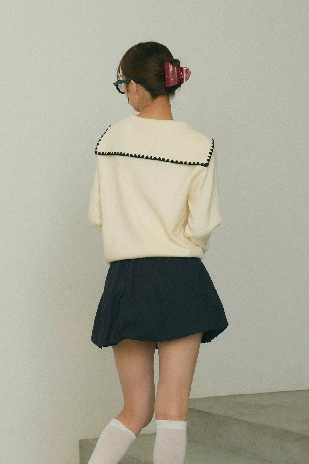 セーラーカラージップニット