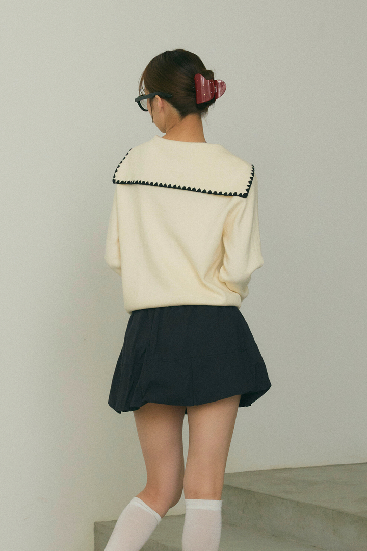 セーラーカラージップニット