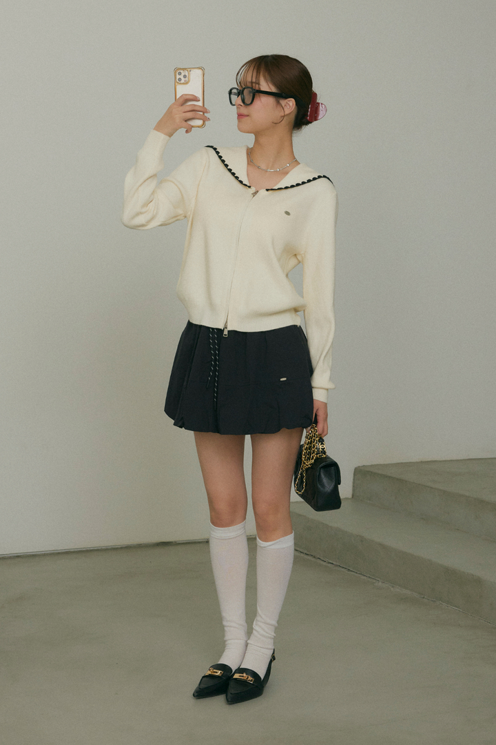 セーラーカラージップニット