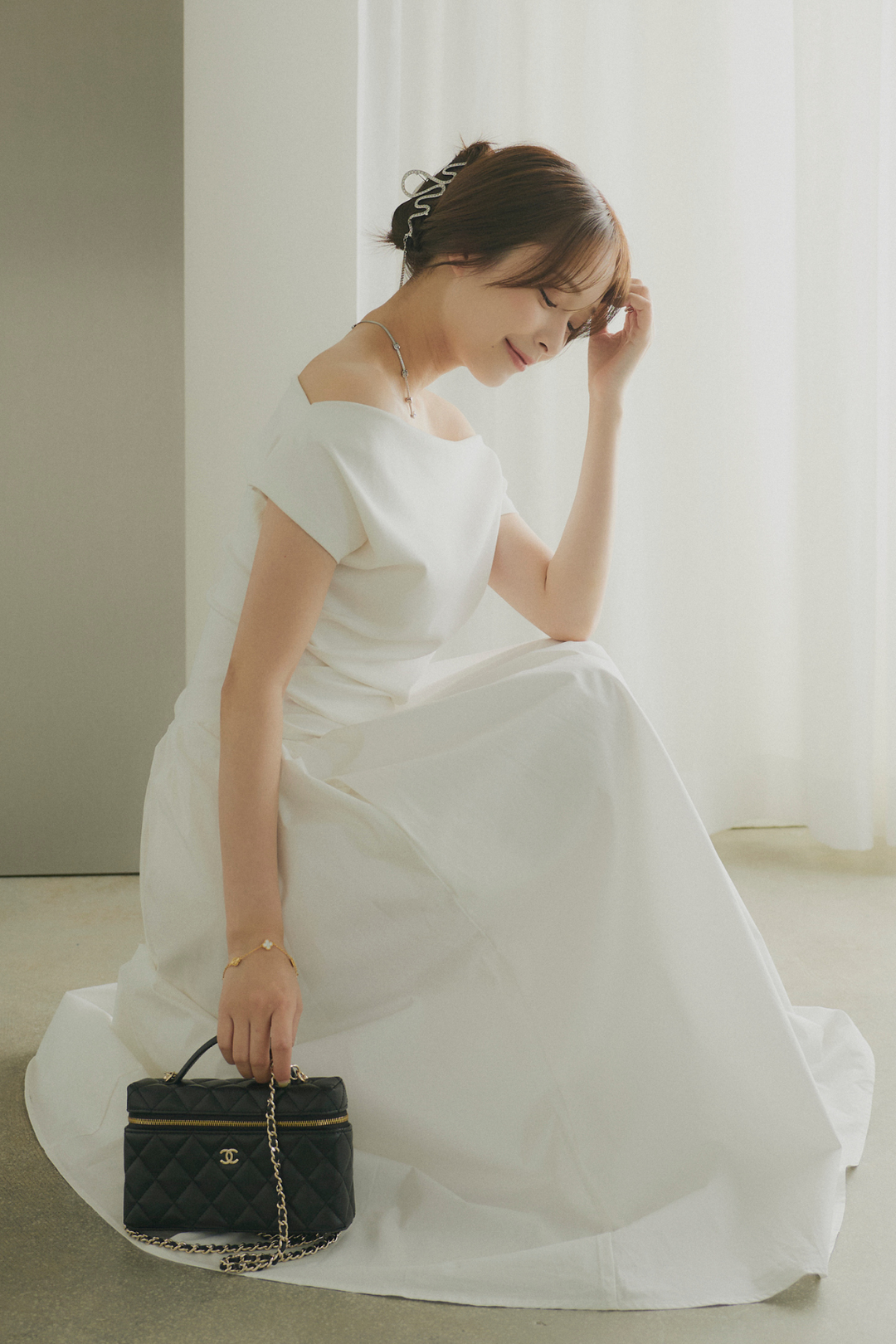 オフショルドッキングワンピース