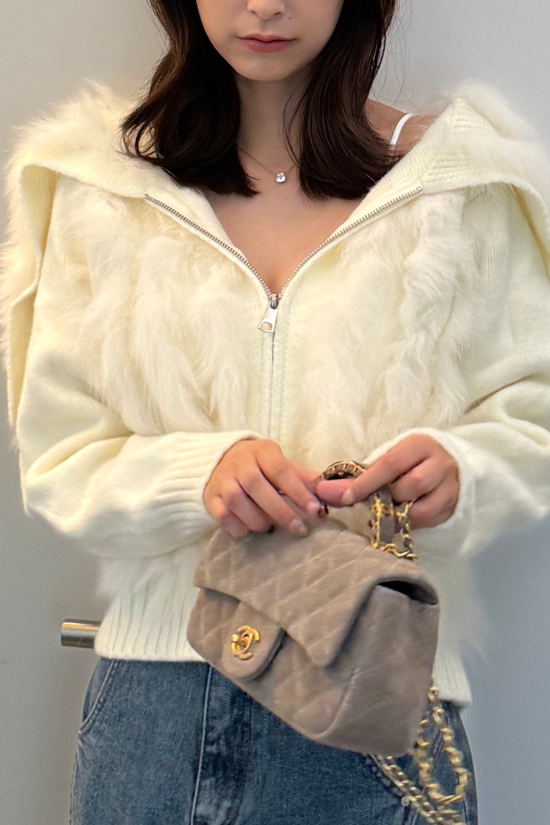 ファージップアップニットカーデ