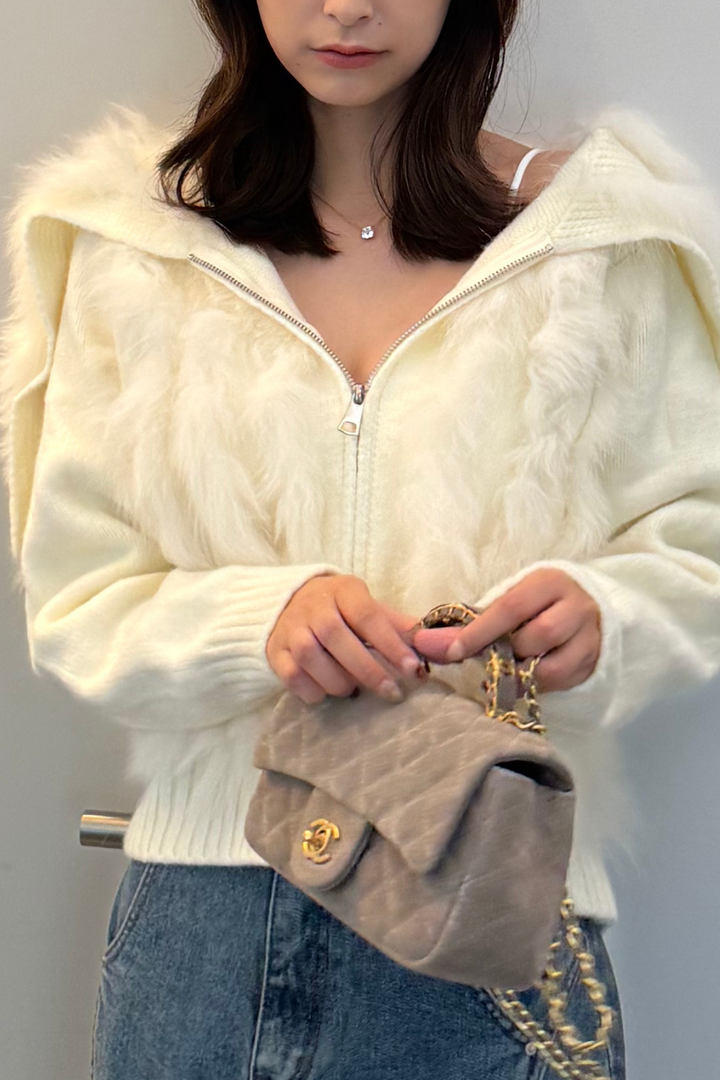 ファージップアップニットカーデ