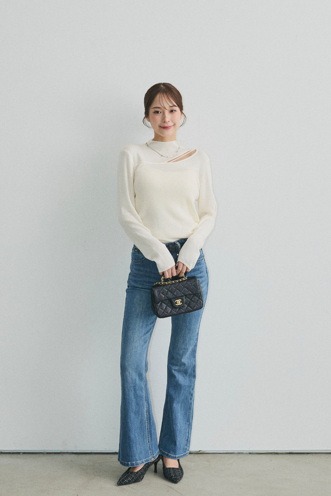 美脚ストレッチデニム（ベルト付き）