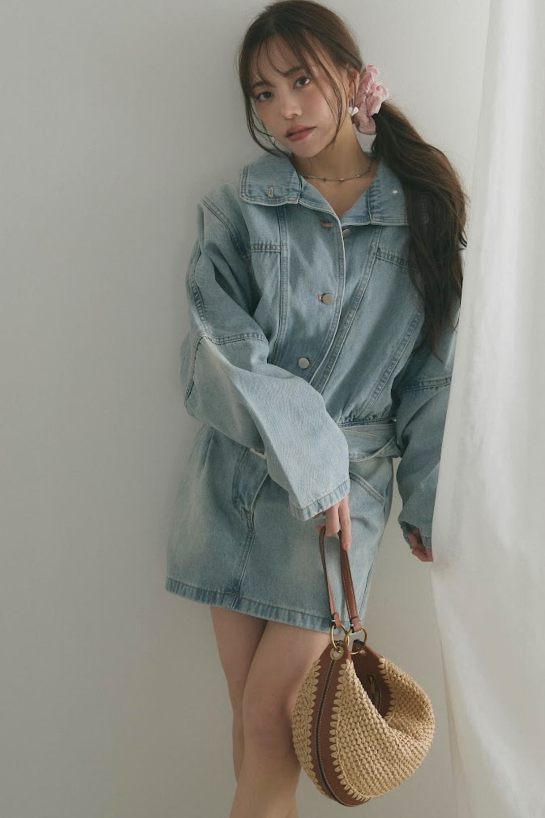 ウォッシュドデニムミニワンピース