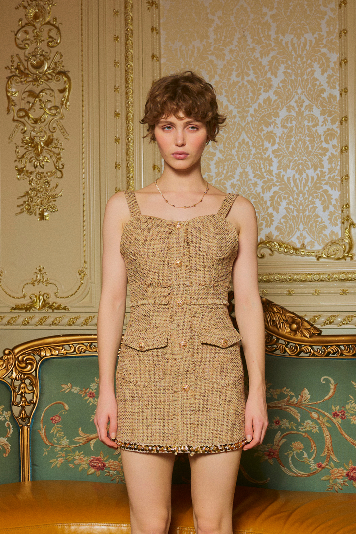 ビジューツイードワンピ