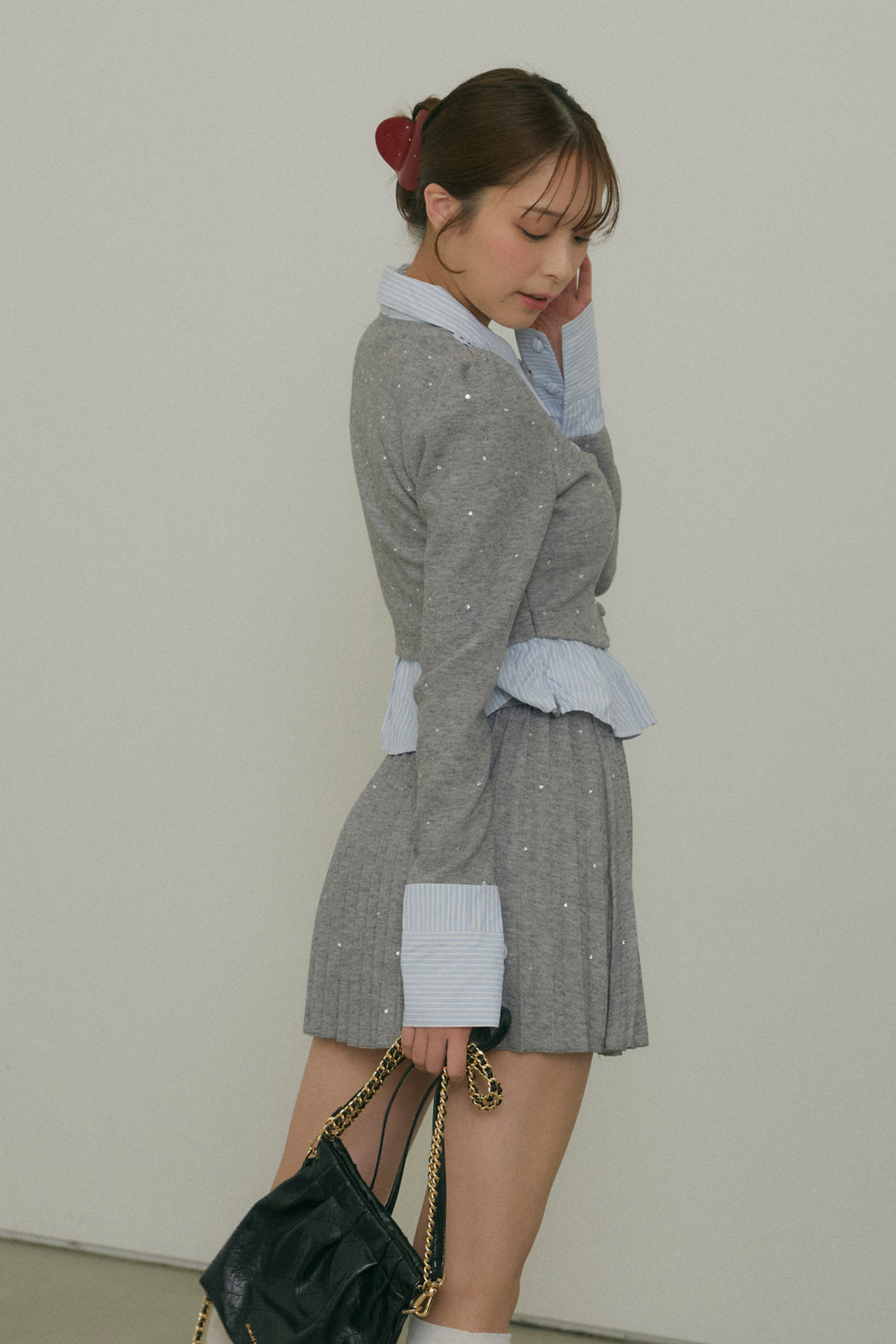 ラメニットシャツドッキングセットアップ