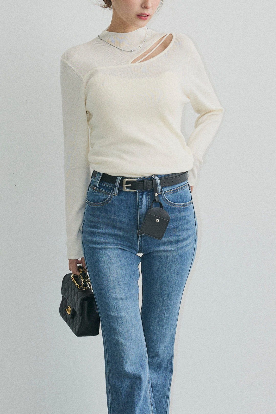 美脚ストレッチデニム（ベルト付き）