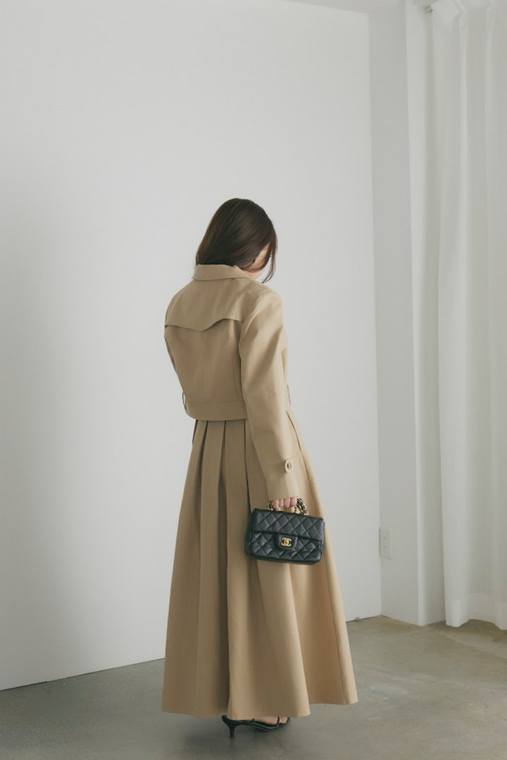 トレンチコート＆Vネックノースリーブワンピセットアップ