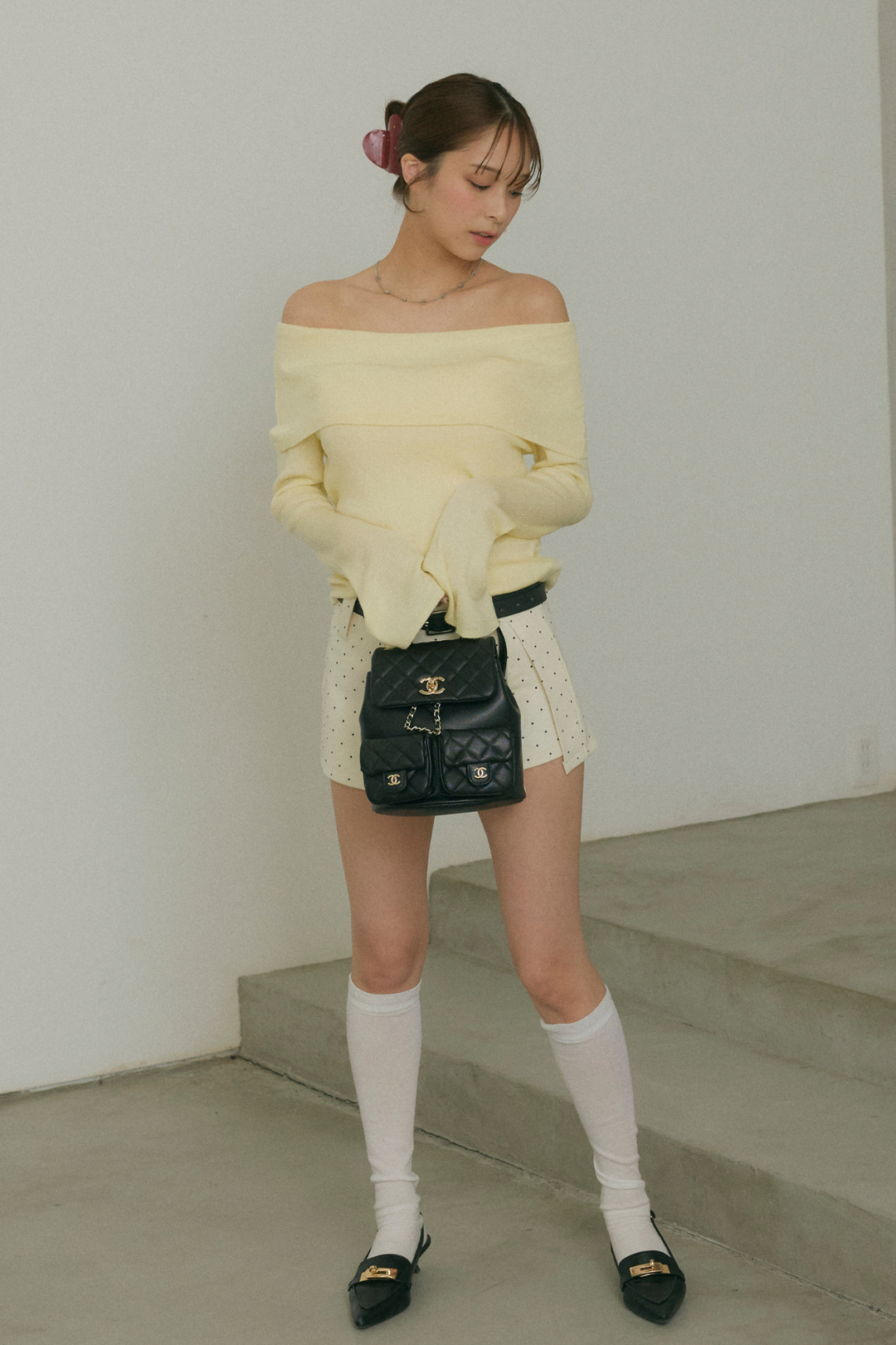 Off-the-Shoulder Flare Sleeve Knit Top