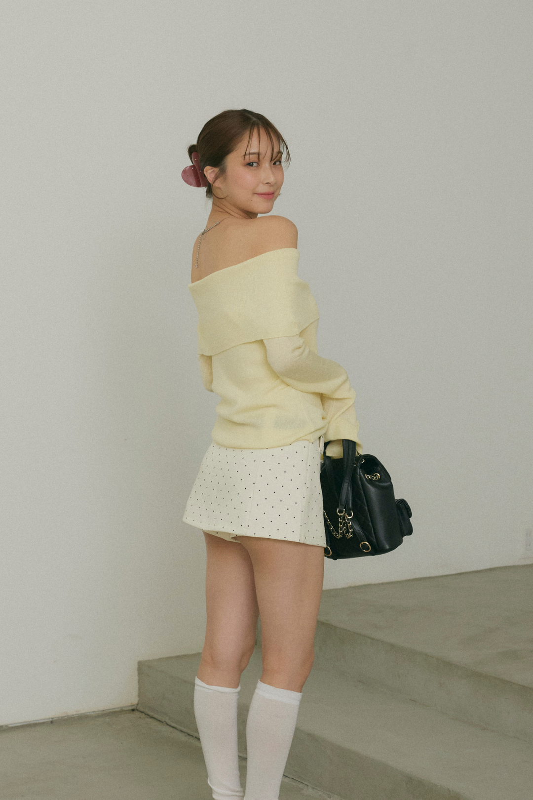 Off-the-Shoulder Flare Sleeve Knit Top
