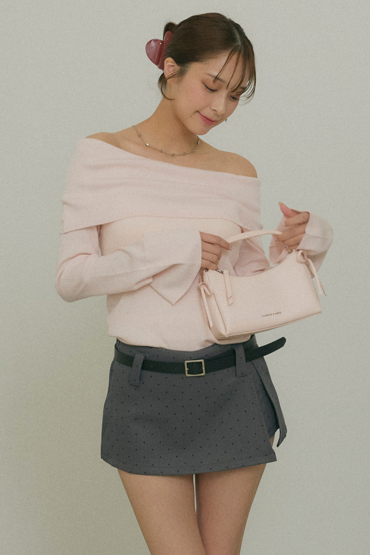 Off-the-Shoulder Flare Sleeve Knit Top