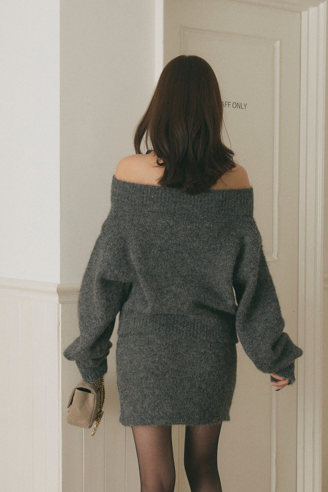 ダブルジップオフショルダーニットセットアップ