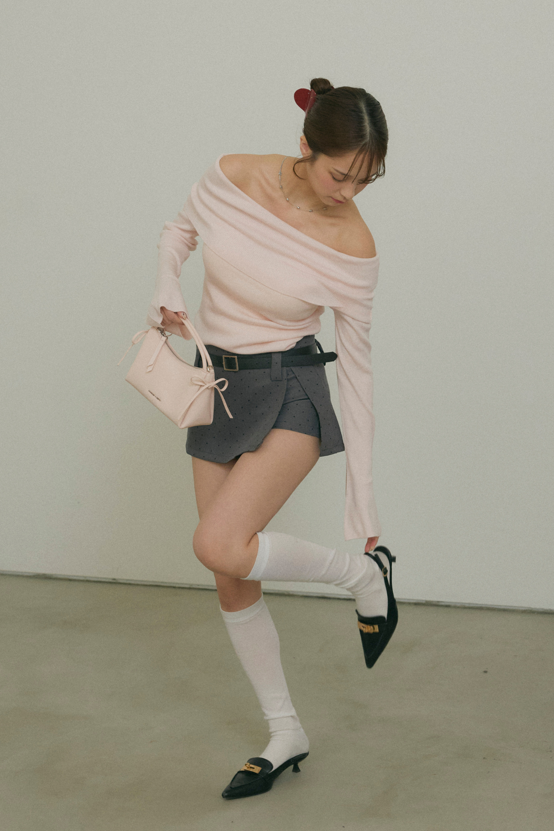 Off-the-Shoulder Flare Sleeve Knit Top