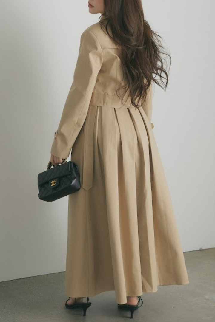 トレンチコート＆Vネックノースリーブワンピセットアップ