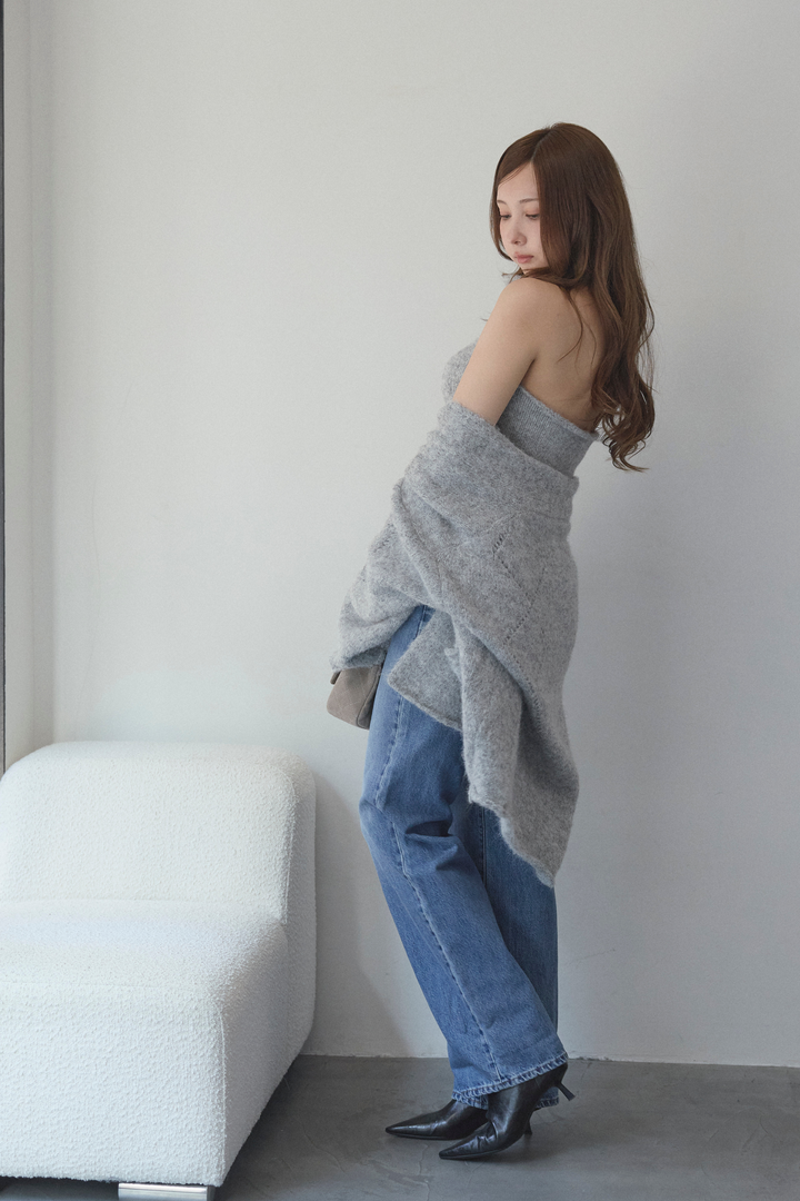 タートルネックノースリーブ&カーディガンニットセット